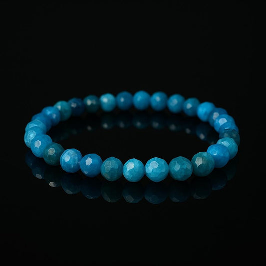 Faceted Apatite Bracelet – Blue Gemstone Jewelry – Apatiet Armband – Clarity & Manifestation Gift — AAA+ kwaliteit kralen van 6mm