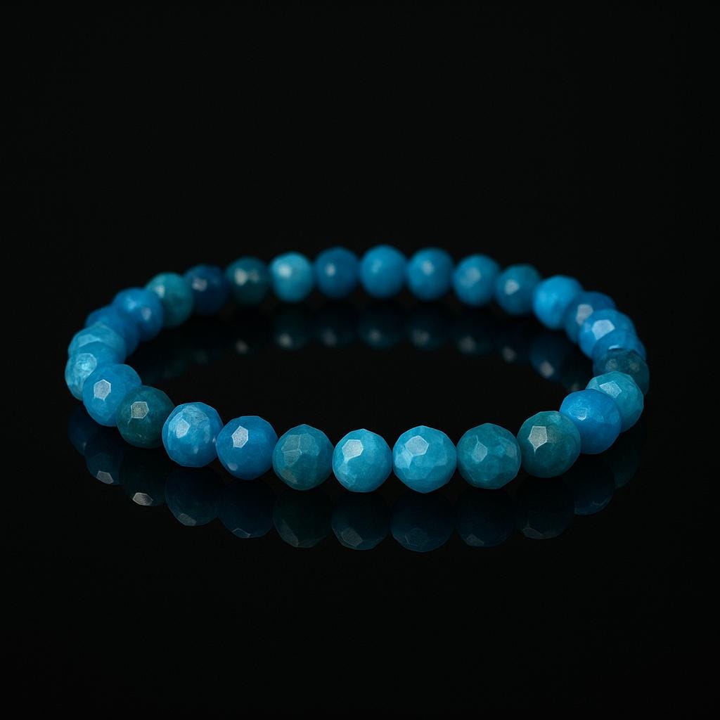 Faceted Apatite Bracelet – Blue Gemstone Jewelry – Apatiet Armband – Clarity & Manifestation Gift — AAA+ kwaliteit kralen van 6mm