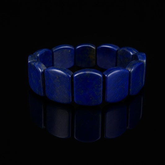 Lapis Lazuli Bracelet – Natural Blue Gemstone Jewelry – Rechthoekige Edelsteen Armband – Statement Gift