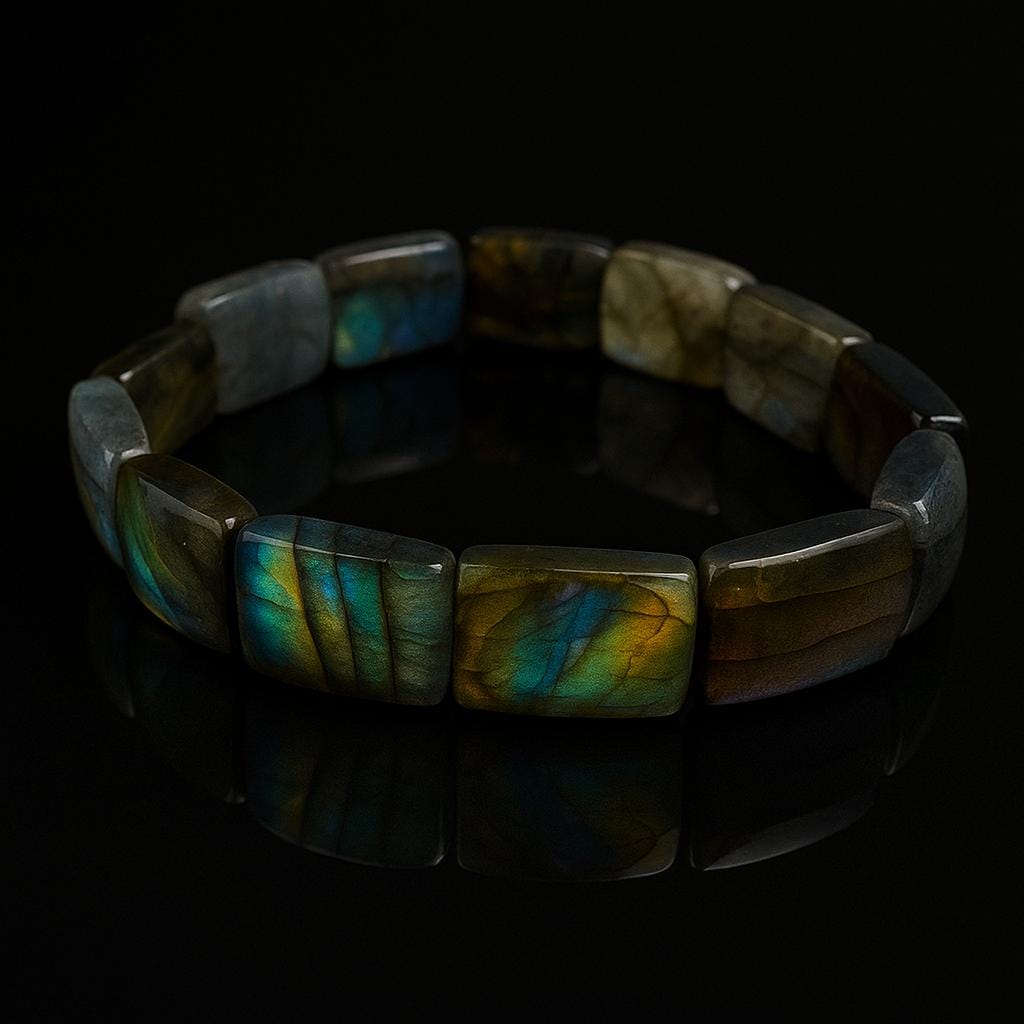 Labradoriet Armband – Natural Labradorite Bracelet – Handgemaakt Edelsteen Sieraad – Rainbow Flash Stone – Stretch Bracelet – Unisex
