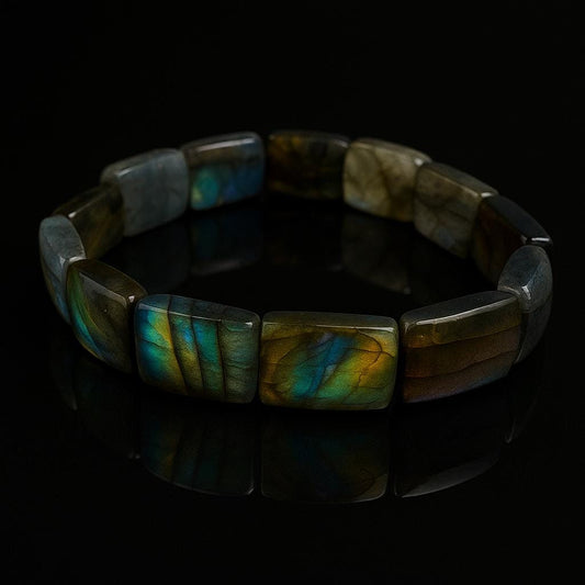 Labradoriet Armband – Natural Labradorite Bracelet – Handgemaakt Edelsteen Sieraad – Rainbow Flash Stone – Stretch Bracelet – Unisex