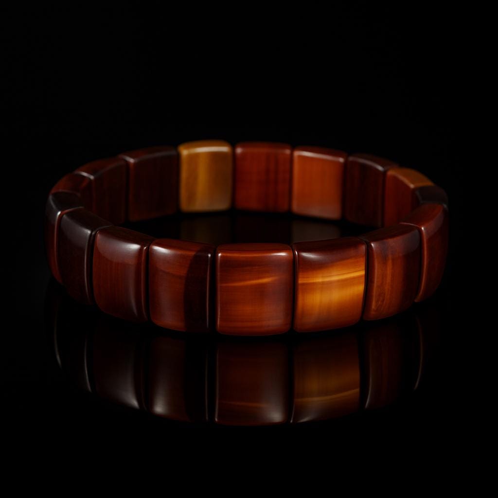 Red Tiger Eye Bracelet – Natural Gemstone Men’s Jewelry – Tijgeroog Armband – Grounding Energy Gift - Hand made unique piece