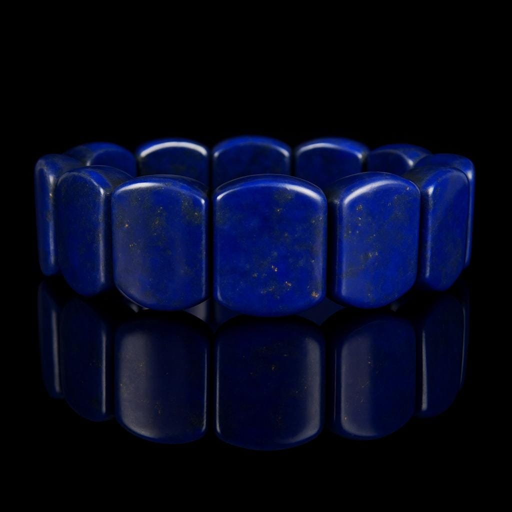 Lapis Lazuli Bracelet – Natural Blue Gemstone Jewelry – Rechthoekige Edelsteen Armband – Statement Gift