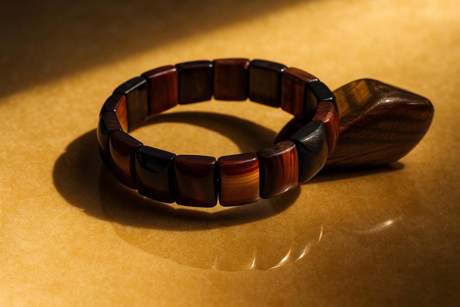 Red Tiger Eye Bracelet – Natural Gemstone Men’s Jewelry – Tijgeroog Armband – Grounding Energy Gift - Hand made unique piece
