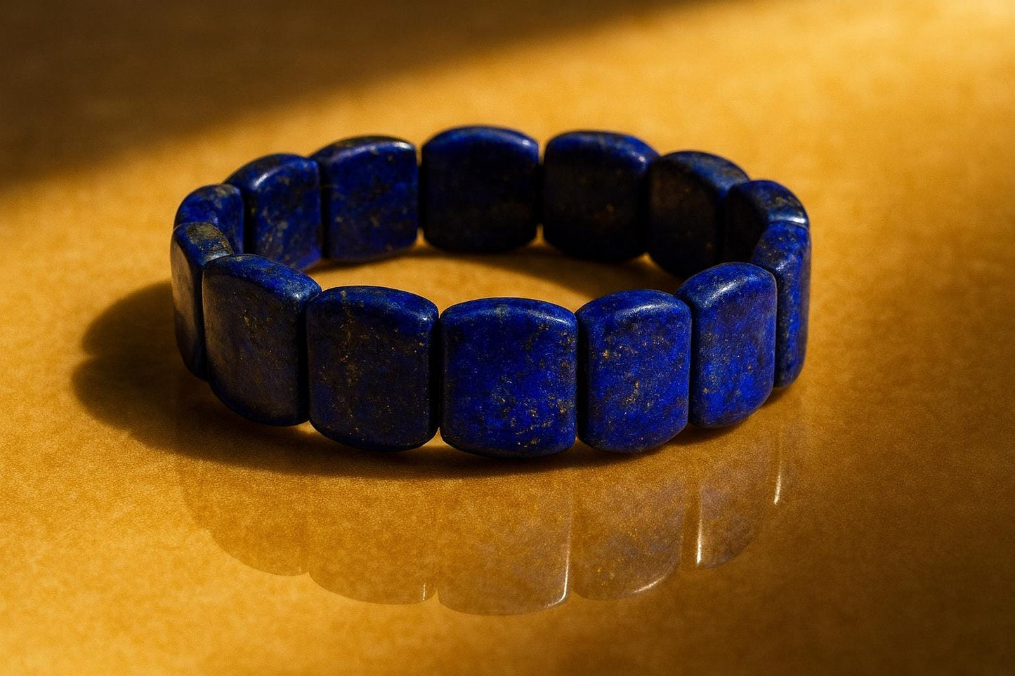 Lapis Lazuli Bracelet – Natural Blue Gemstone Jewelry – Rechthoekige Edelsteen Armband – Statement Gift