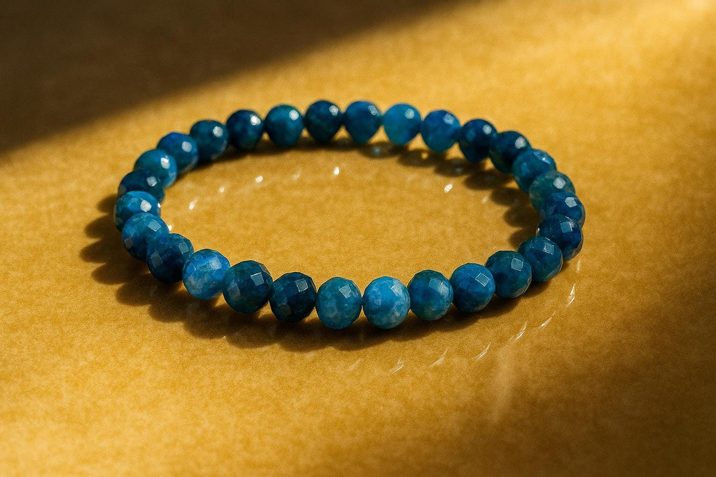 Faceted Apatite Bracelet – Blue Gemstone Jewelry – Apatiet Armband – Clarity & Manifestation Gift — AAA+ kwaliteit kralen van 6mm