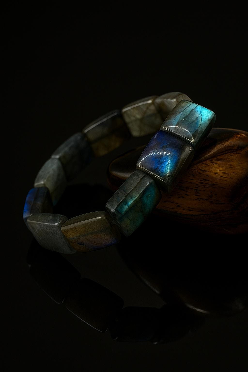 Labradoriet Armband – Natural Labradorite Bracelet – Handgemaakt Edelsteen Sieraad – Rainbow Flash Stone – Stretch Bracelet – Unisex