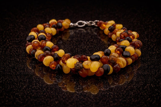 Baltic Amber Bracelet • Natural Amber Beads • Silver Clasp • Handmade Amber Jewelry • Elegant Gift