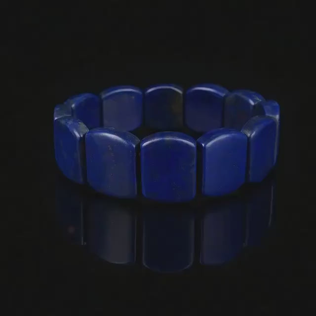 Lapis Lazuli Bracelet – Natural Blue Gemstone Jewelry – Rechthoekige Edelsteen Armband – Statement Gift