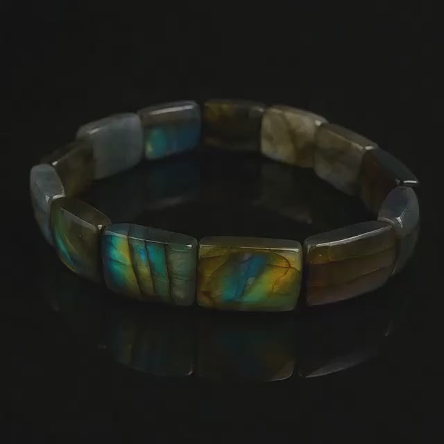 Labradoriet Armband – Natural Labradorite Bracelet – Handgemaakt Edelsteen Sieraad – Rainbow Flash Stone – Stretch Bracelet – Unisex