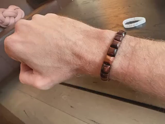Red Tiger Eye Bracelet – Natural Gemstone Men’s Jewelry – Tijgeroog Armband – Grounding Energy Gift - Hand made unique piece