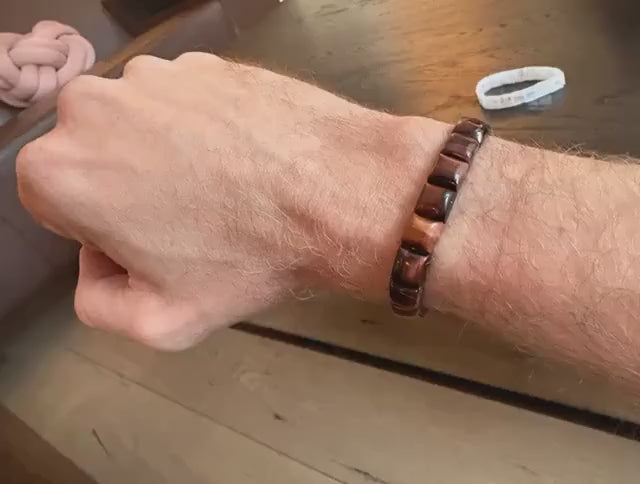Red Tiger Eye Bracelet – Natural Gemstone Men’s Jewelry – Tijgeroog Armband – Grounding Energy Gift - Hand made unique piece